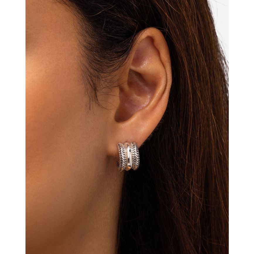 Buddha To Buddha Oorbel Ben Triple Zilver Single Piece