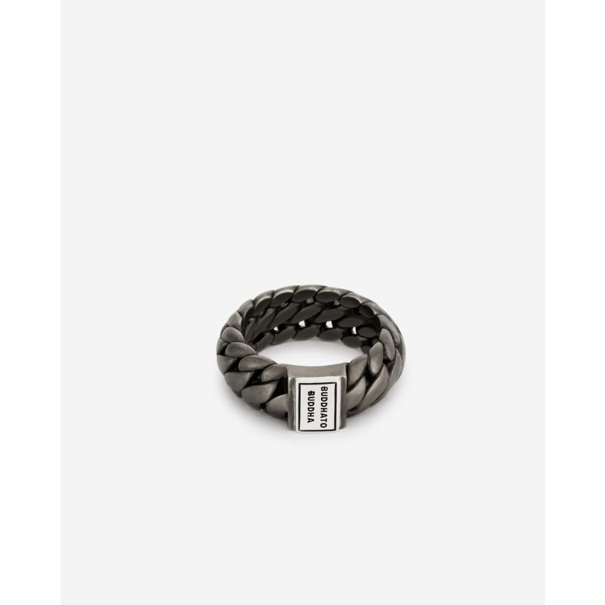 buddha to buddha Ring Ben Small Zwart Rhodium Zilver