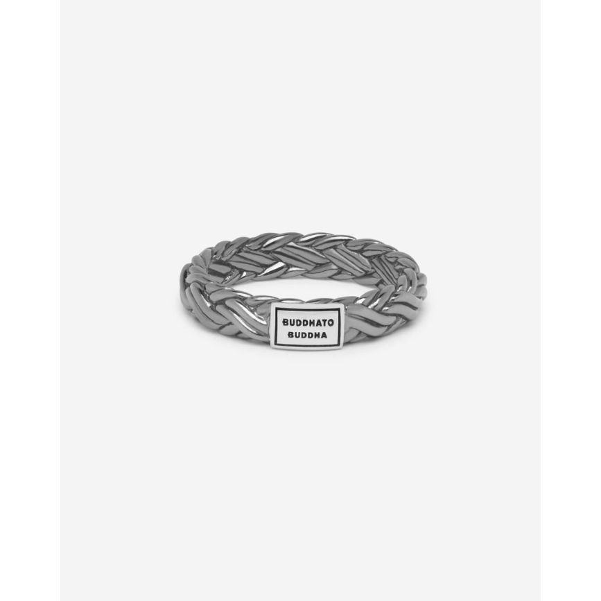 buddha to buddha Ring Katja XS Zwart Rhodium Shine Zilver