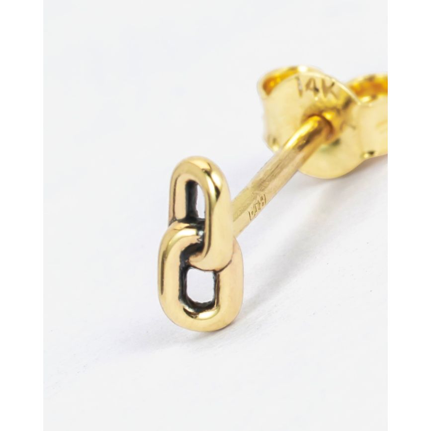 Buddha To Buddha Stacking Oorknopje Double Link Goud 14kt Single Piece