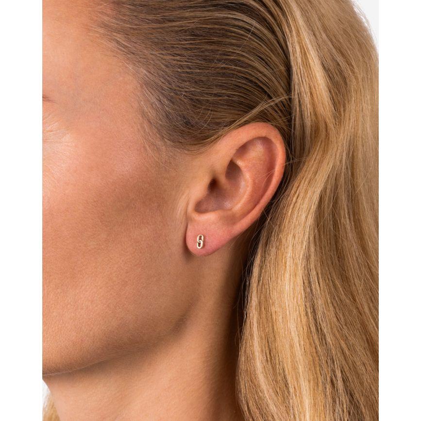 Buddha To Buddha Stacking Oorknopje Double Link Goud 14kt Single Piece