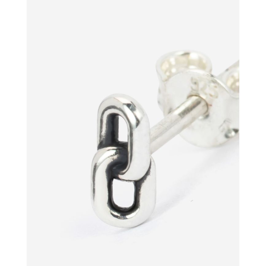 Buddha To Buddha Stacking Oorknopje Double Link Zilver Single Piece