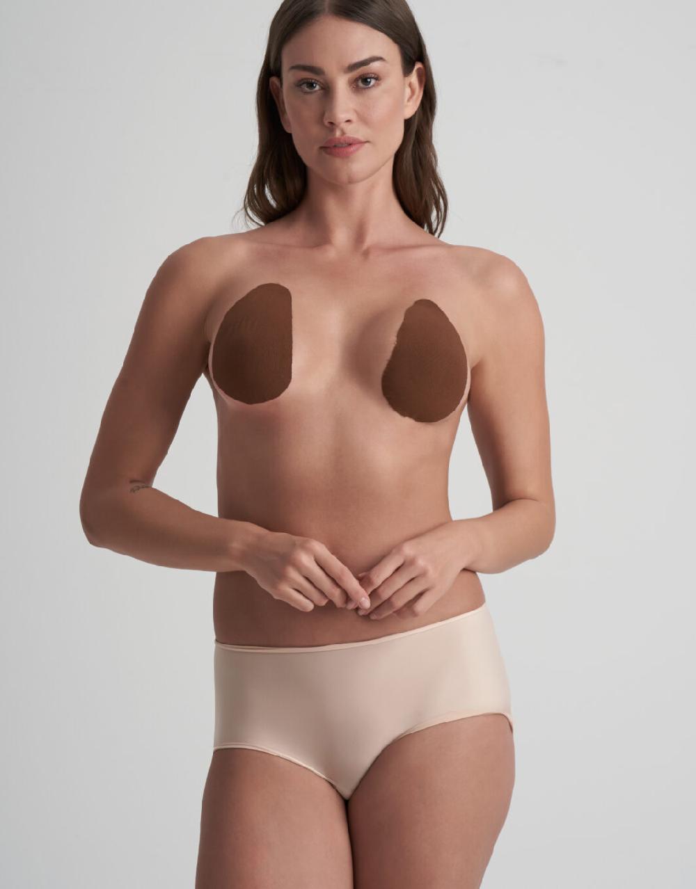 bye bra Breast Lift Pads Donker Bruin + Satijnen Tepel Covers