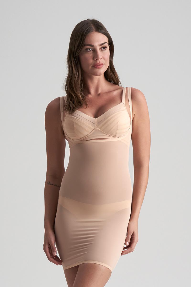 bye bra Powermesh jurk met open buste – Beige