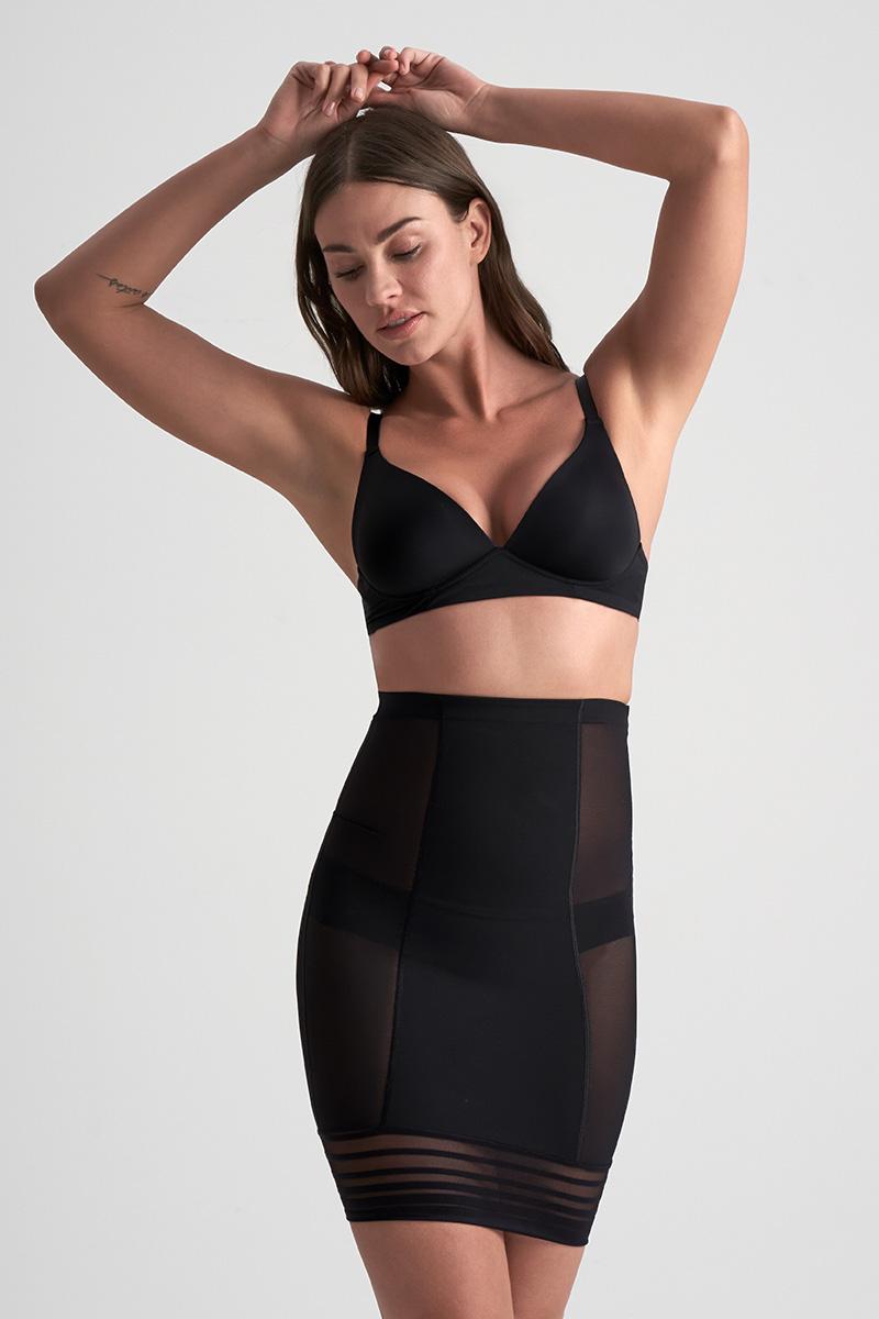 bye bra Powermesh rok met hoge taille – Zwart