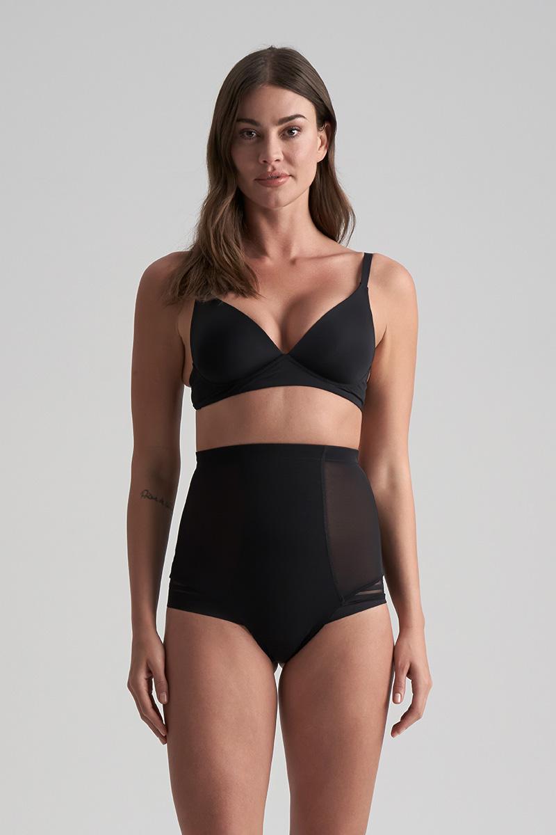bye bra Powermesh string met hoge taille – Zwart