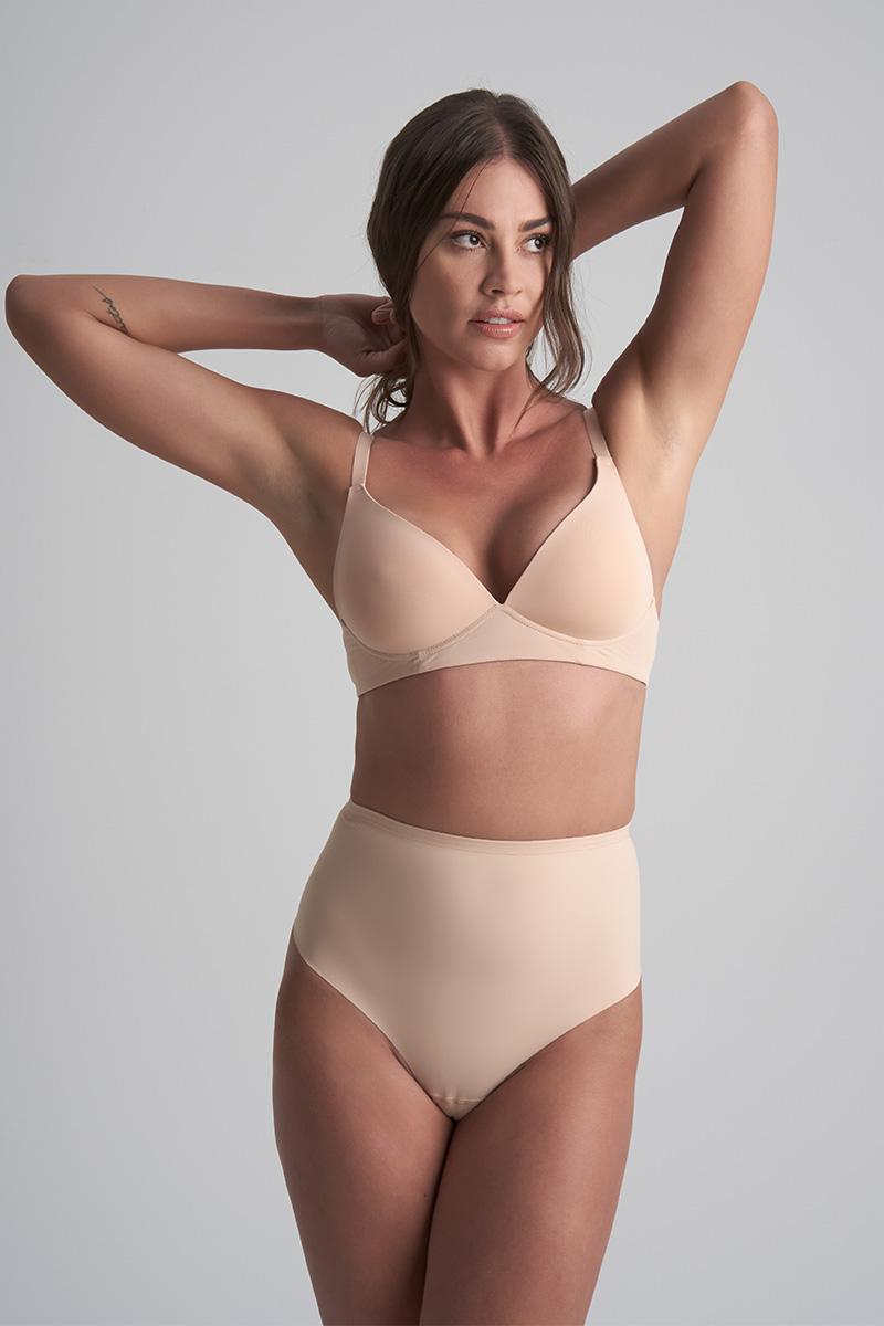 bye bra Sculpting Thong met halfhoge taille – Beige