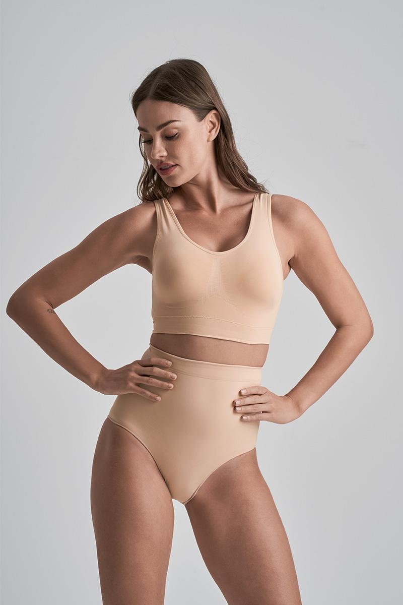 bye bra Soft Touch Seamless Middelhoge Taille Slip Beige