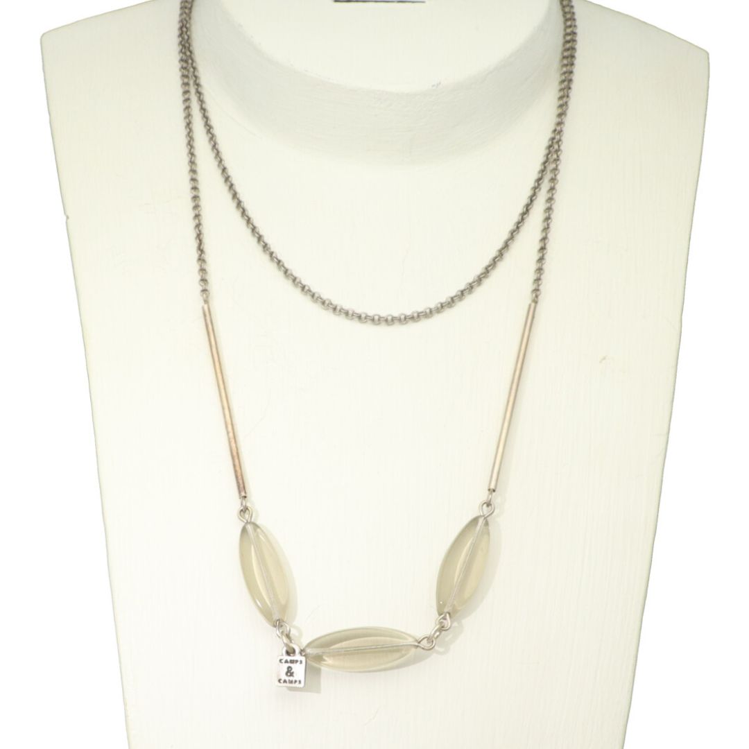 camps & camps collier Long Oval Droplet Necklace