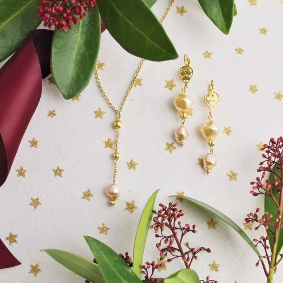 camps & camps Collier pearly dangly necklace