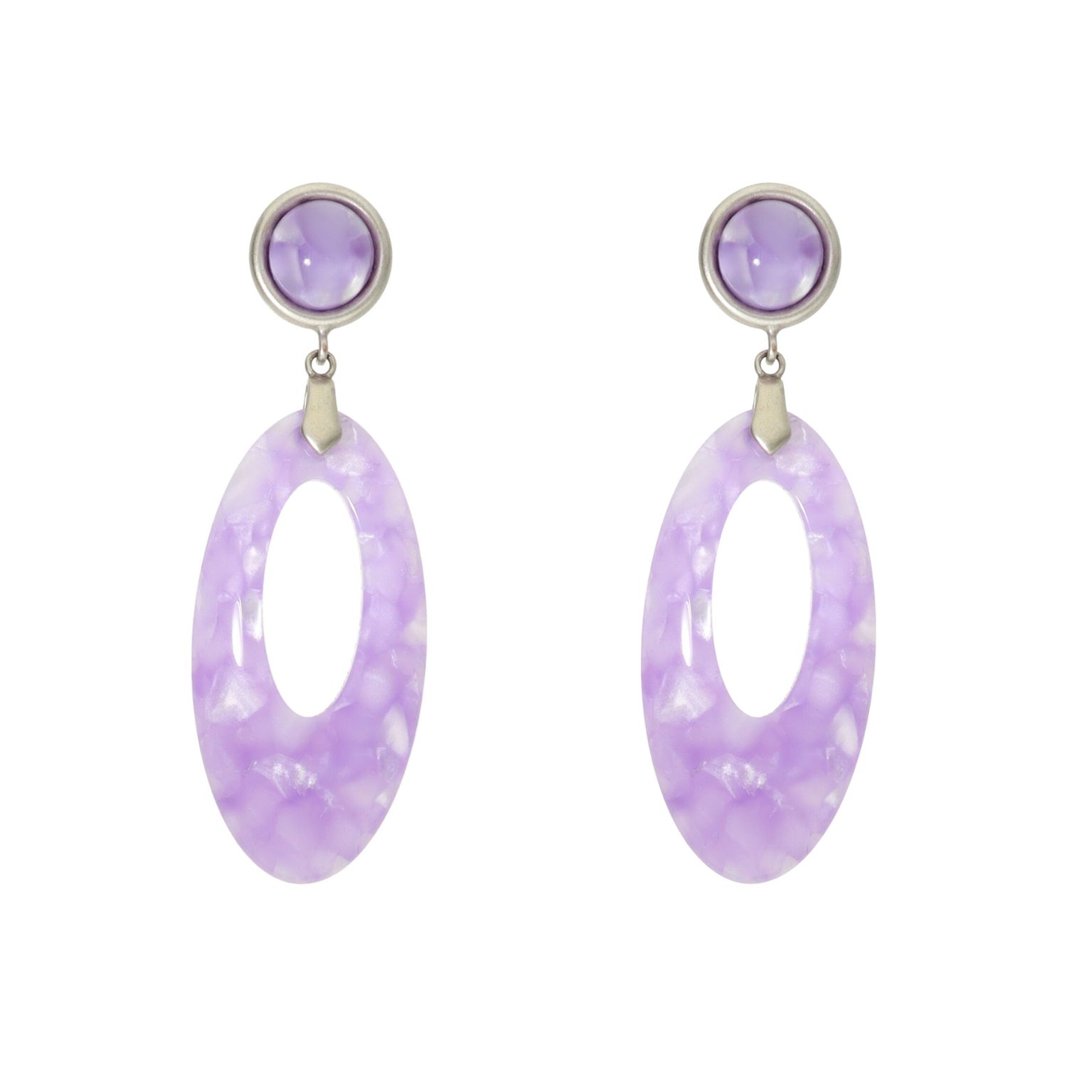 camps & camps oorhangers Chic Oval Marble Earrings