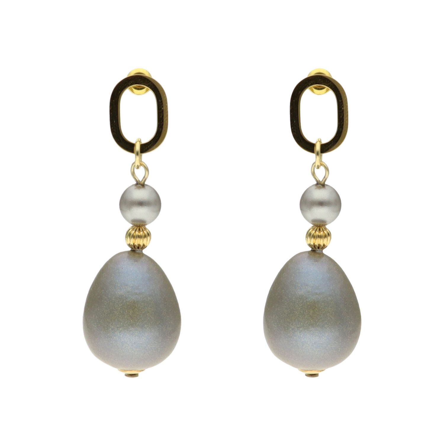 camps & camps oorhangers Elegant Oval Pearl Earrings