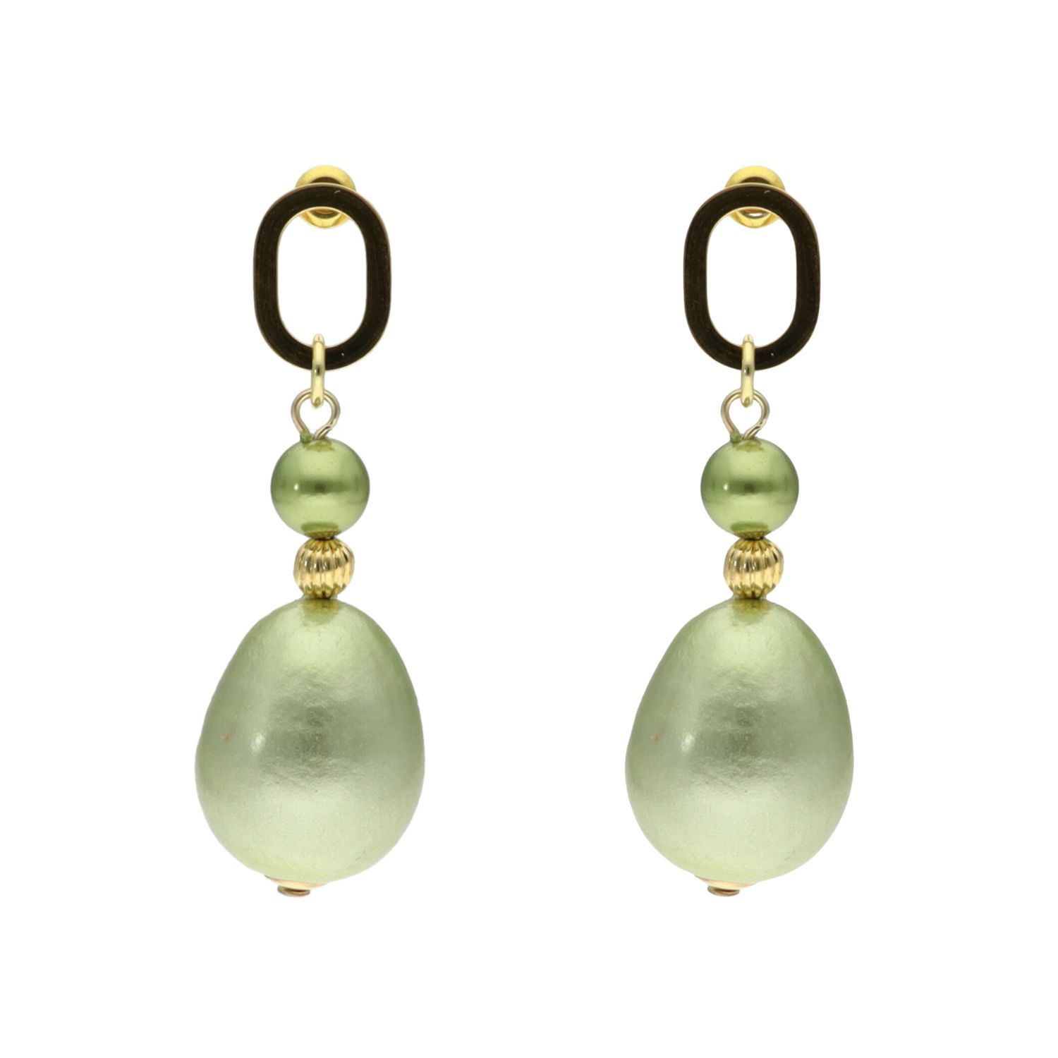 camps & camps oorhangers Elegant Oval Pearl Earrings