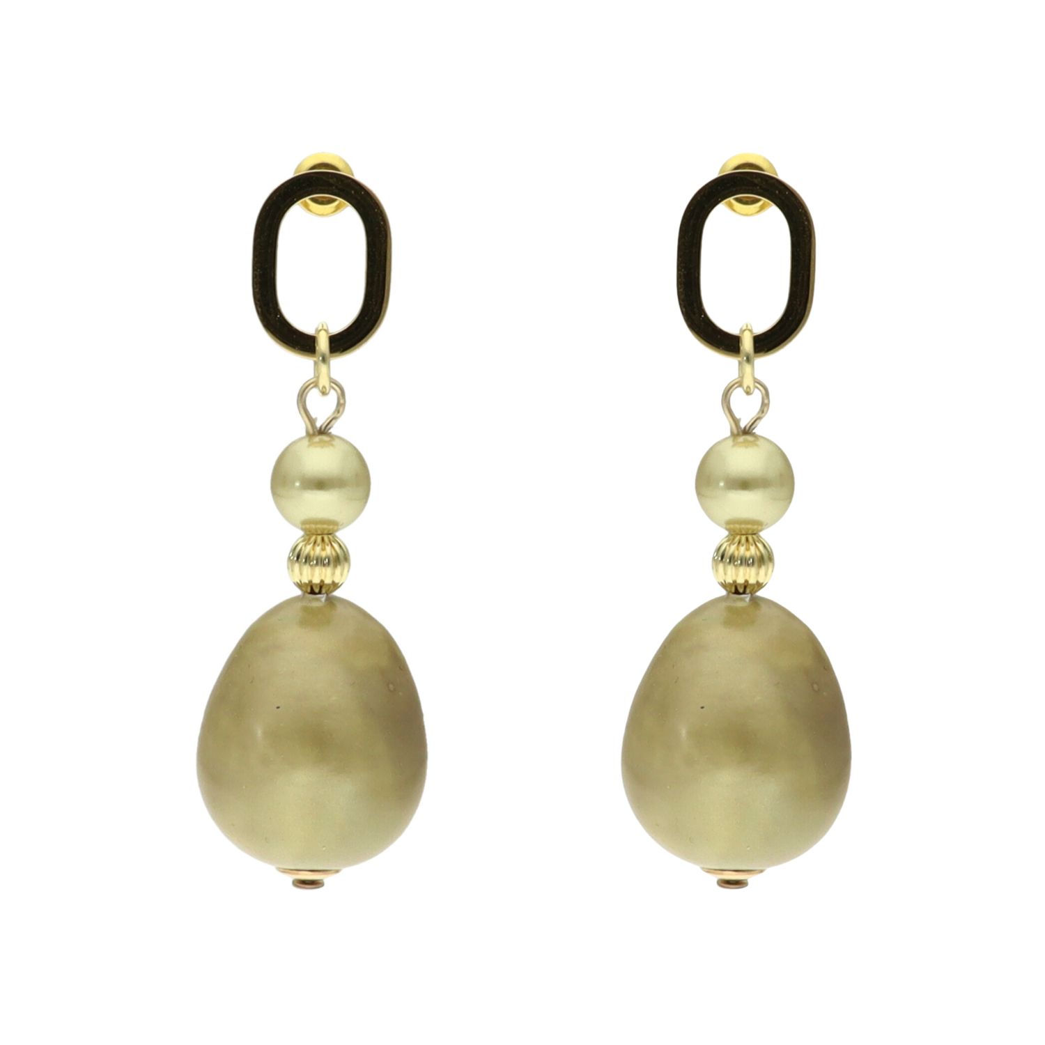 camps & camps oorhangers Elegant Oval Pearl Earrings