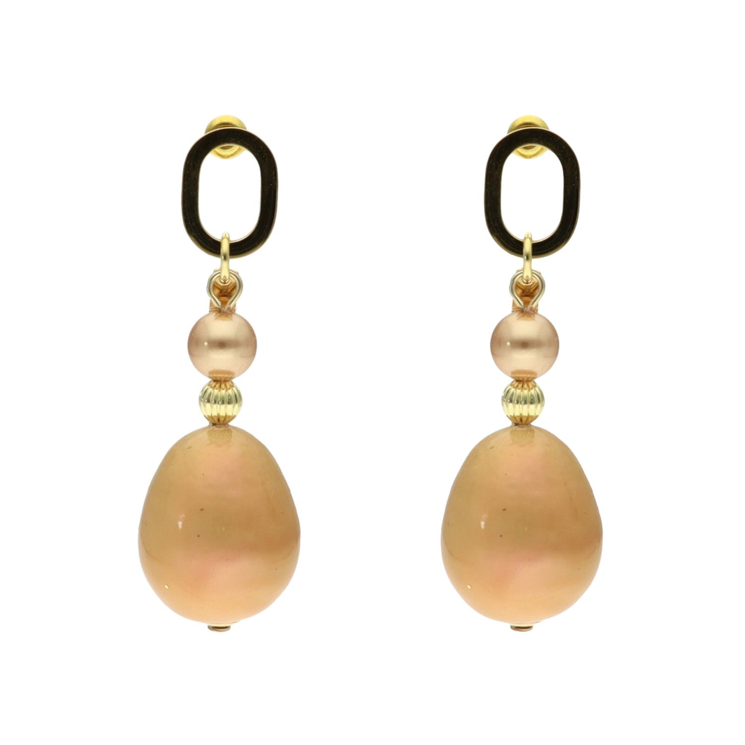 camps & camps oorhangers Elegant Oval Pearl Earrings
