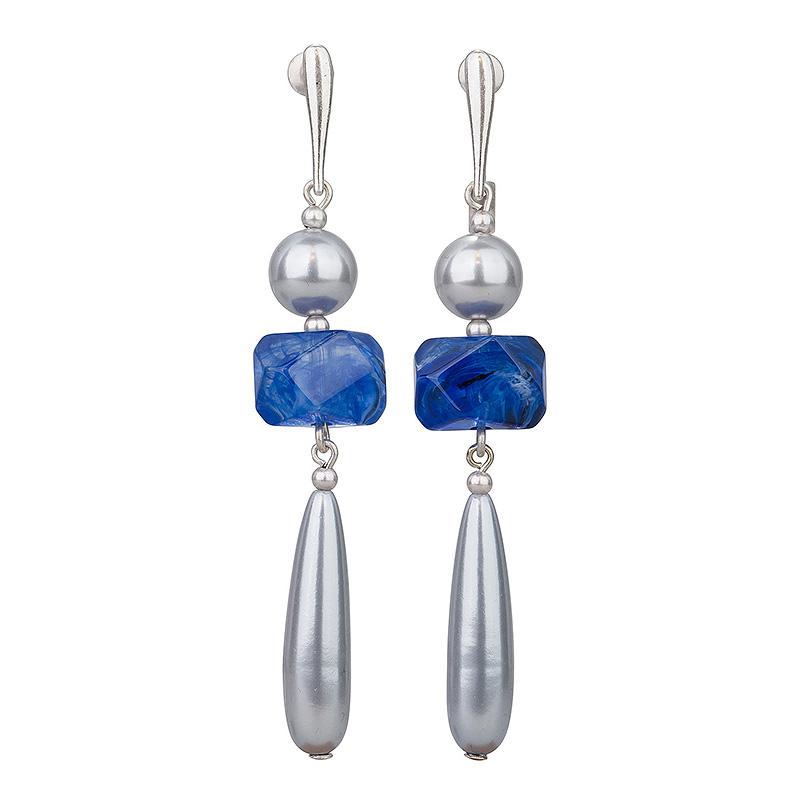 camps & camps oorhangers marbled denim pearly drops