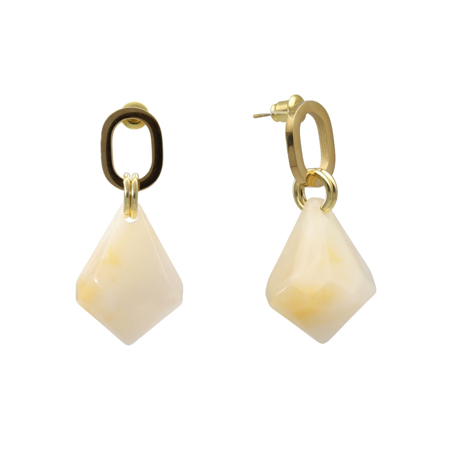 camps & camps oorringen Dangling Diamond Ivory Pearl