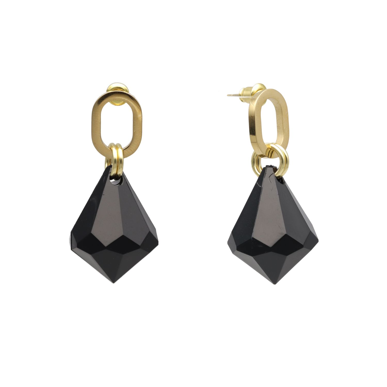camps & camps oorringen Dangling Diamond Jet Black