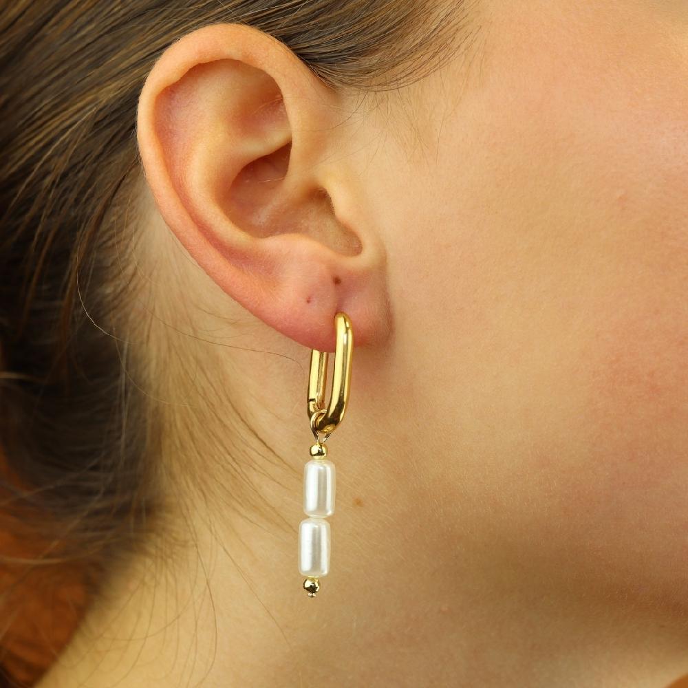 camps & camps oorringen Pearl White