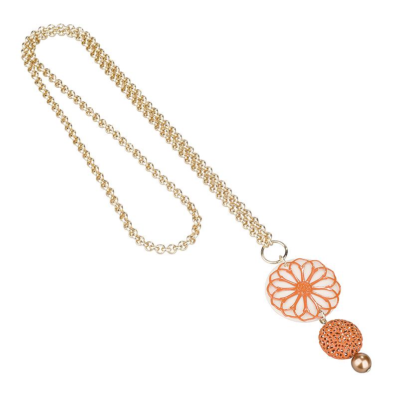 camps & camps collier fliligrain flower pearly nacklace