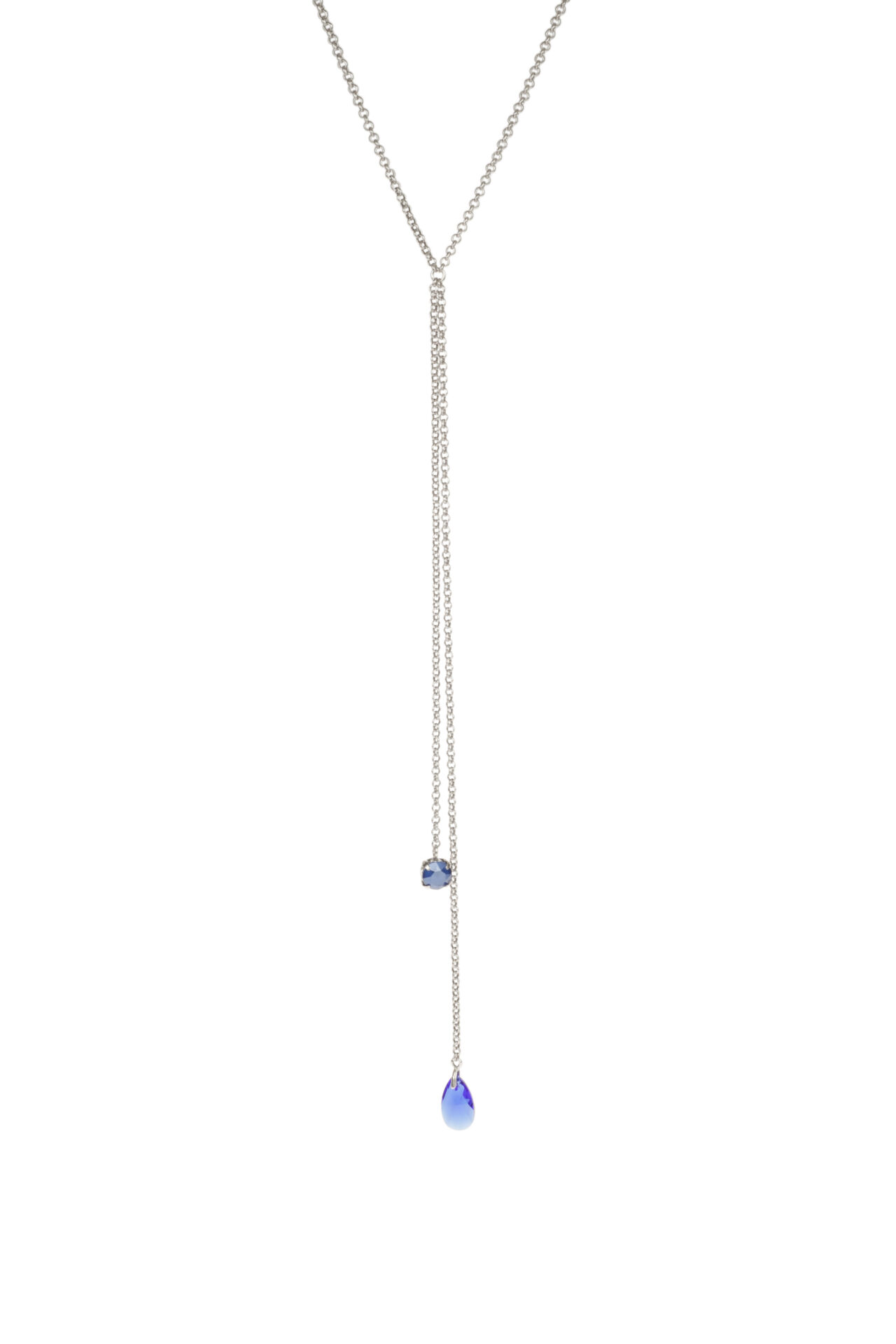 camps & camps collier swarovski silver chained drop necklace