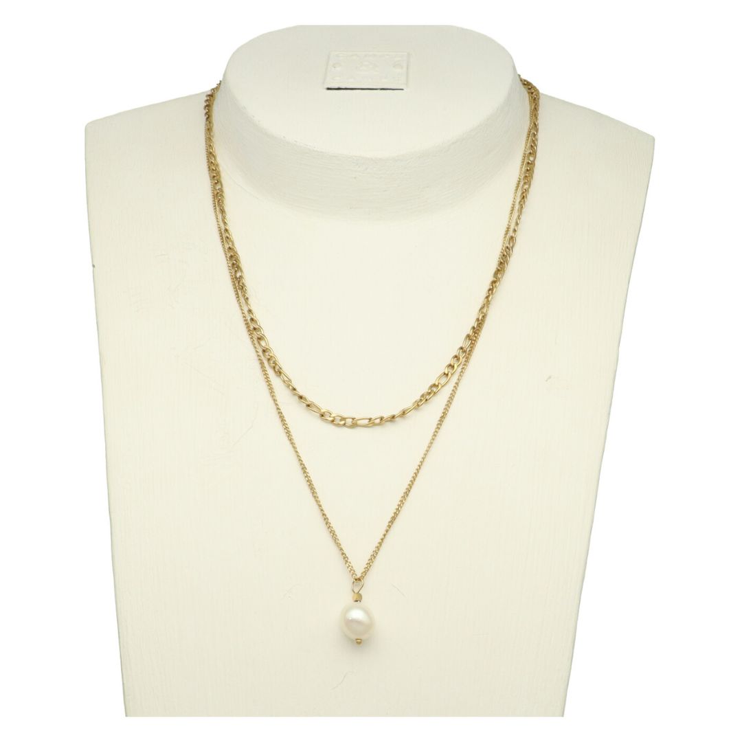 camps & camps ketting Double Chain Necklace With Pearl