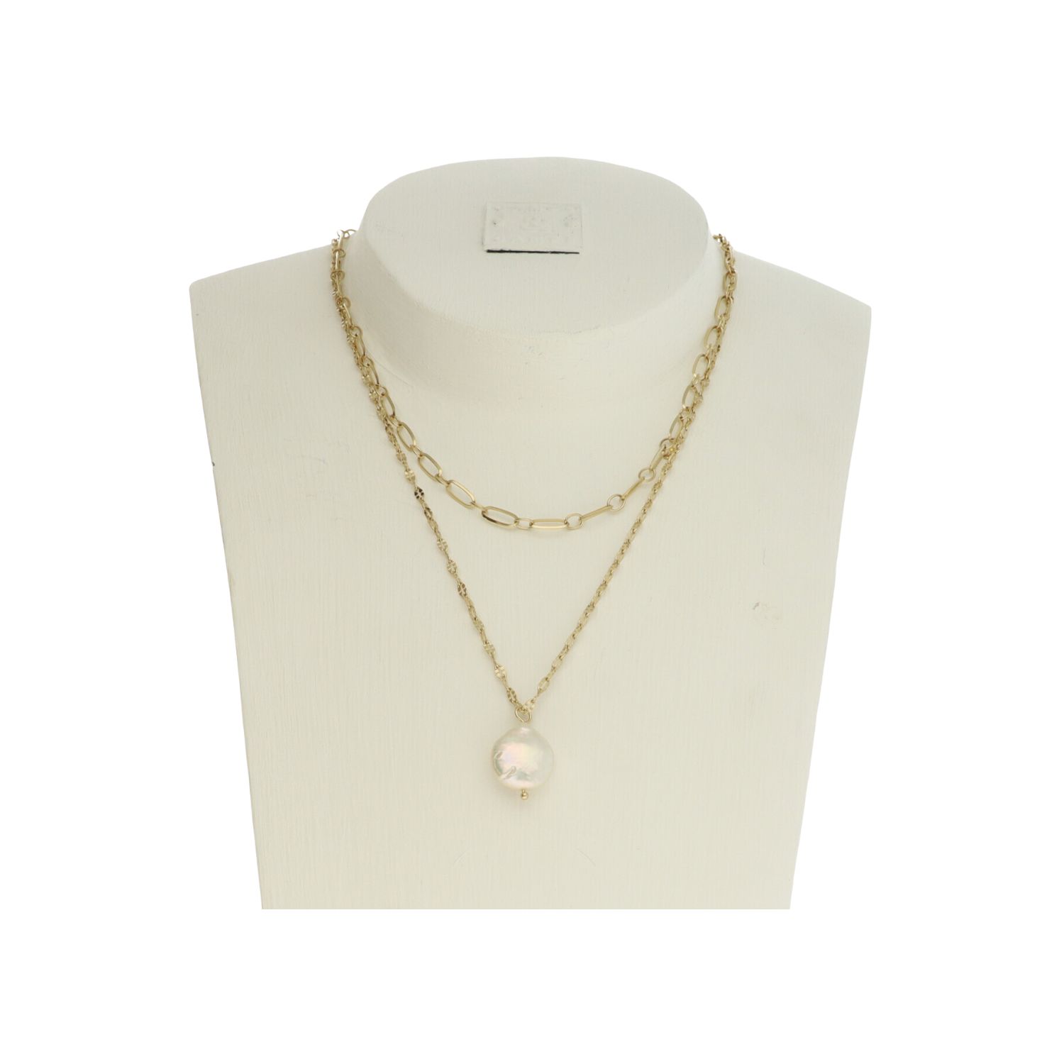 camps & camps ketting Double Chain Necklace With Pearl