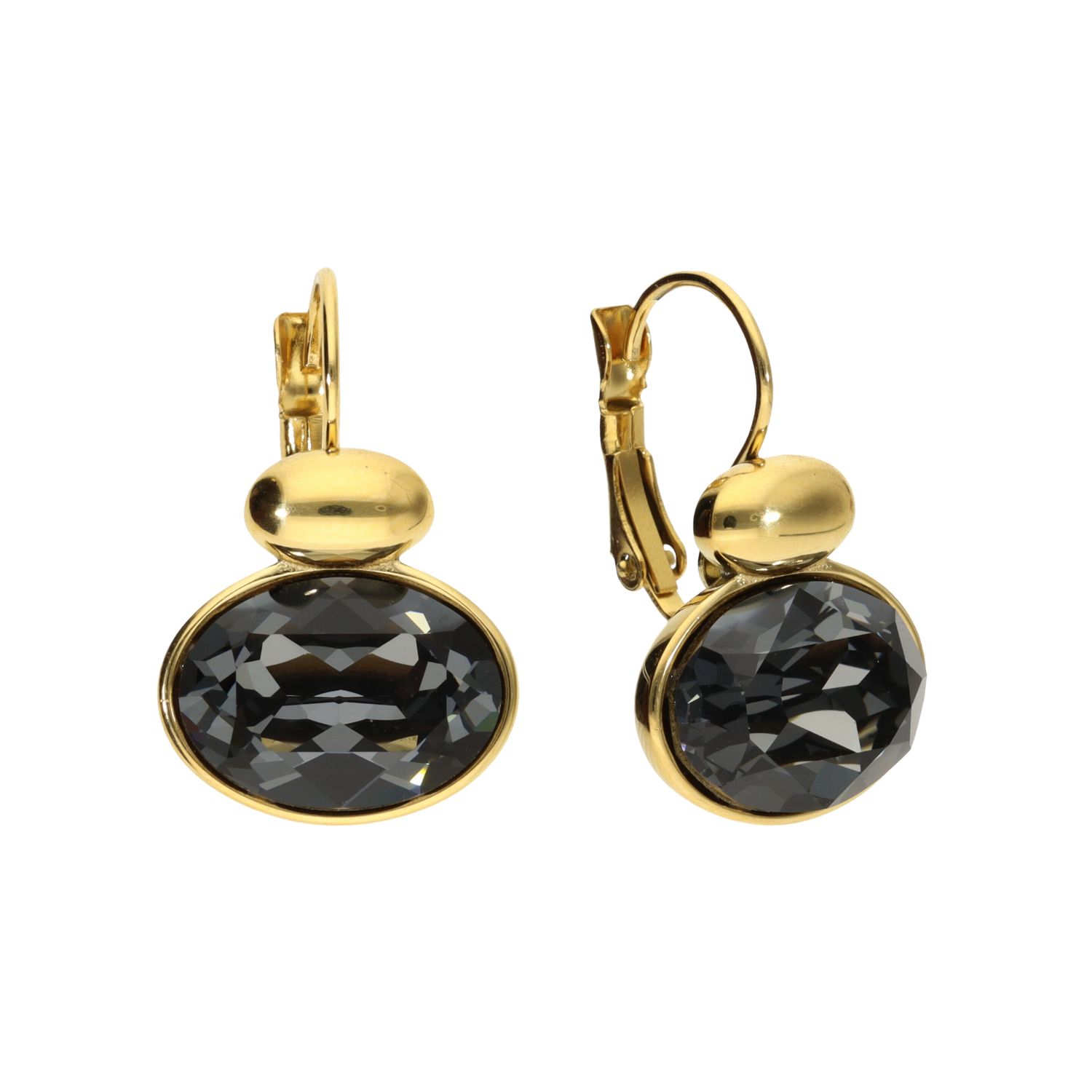 camps & camps oorbellen Swarovski Dark Grey Oval Earrings