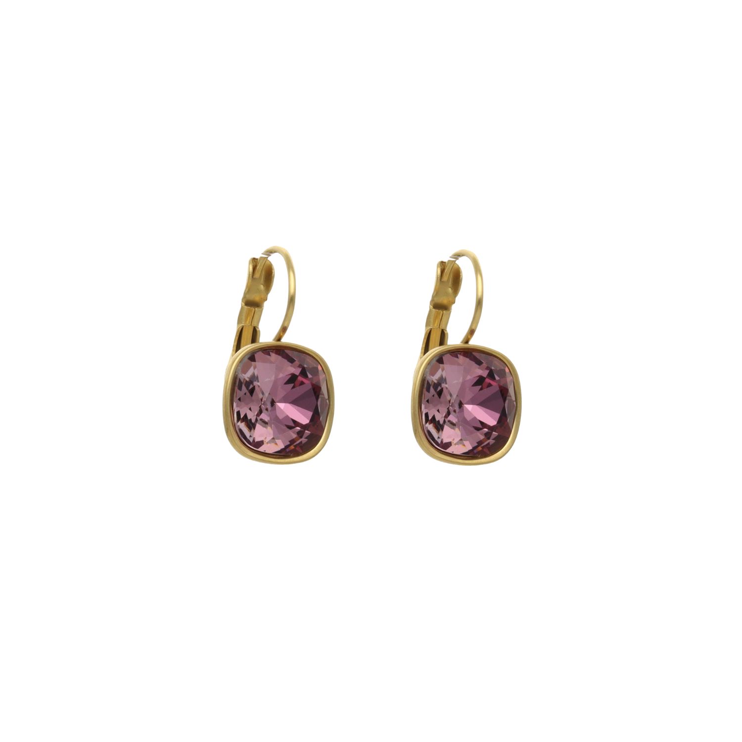 camps & camps oorbellen Swarovski Pink Square Earrings