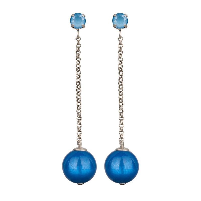 camps & camps oorhangers electric blue dangling globe