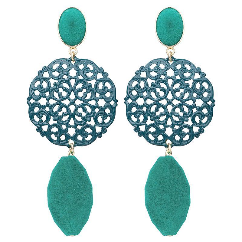 camps & camps oorhangers green velvet baroque statement