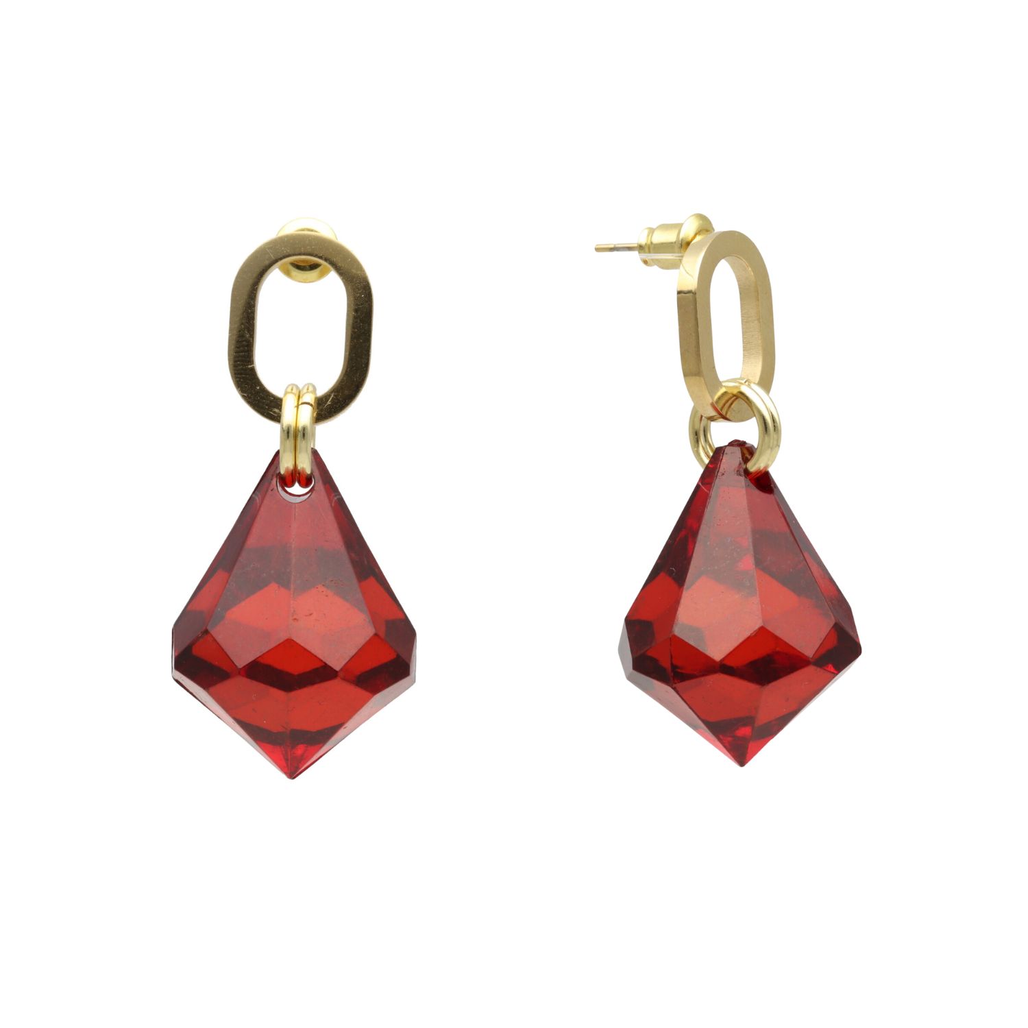 camps & camps oorringen Transparent Siam Dangling Diamond