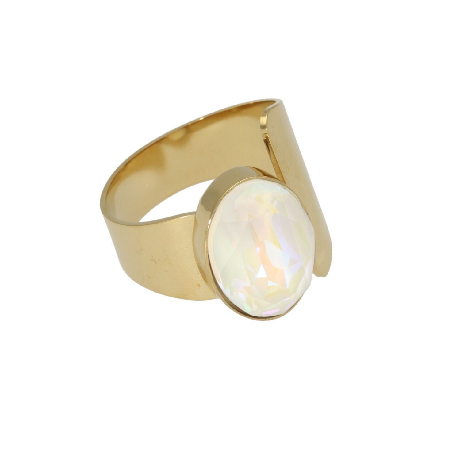 camps & camps ring Swarovski Crystal Light Grey Oval Ring