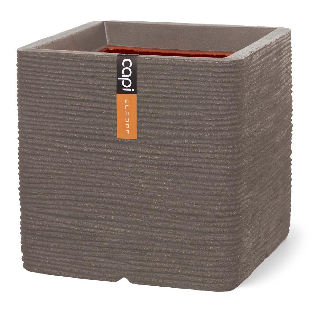 capi europe Planter square Rib NL 30x30x30 warm taupe