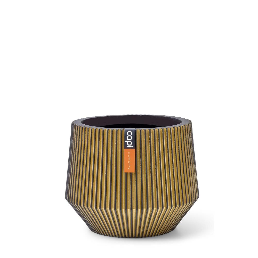 capi europe Vase cylinder geo Groove 9x8 black gold