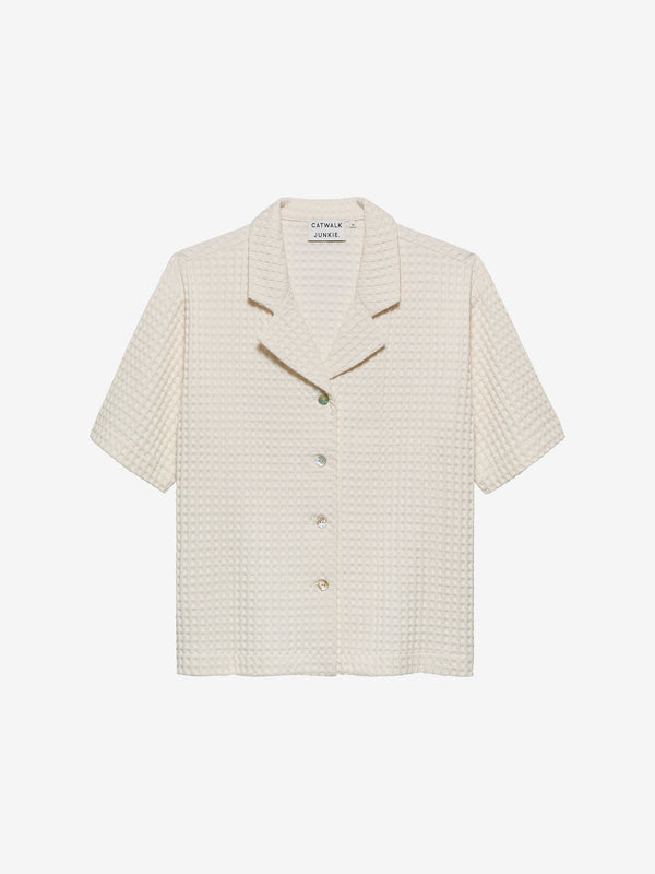 Catwalk Junkie Blouse Met Korte Mouwen En Wafel Textuur