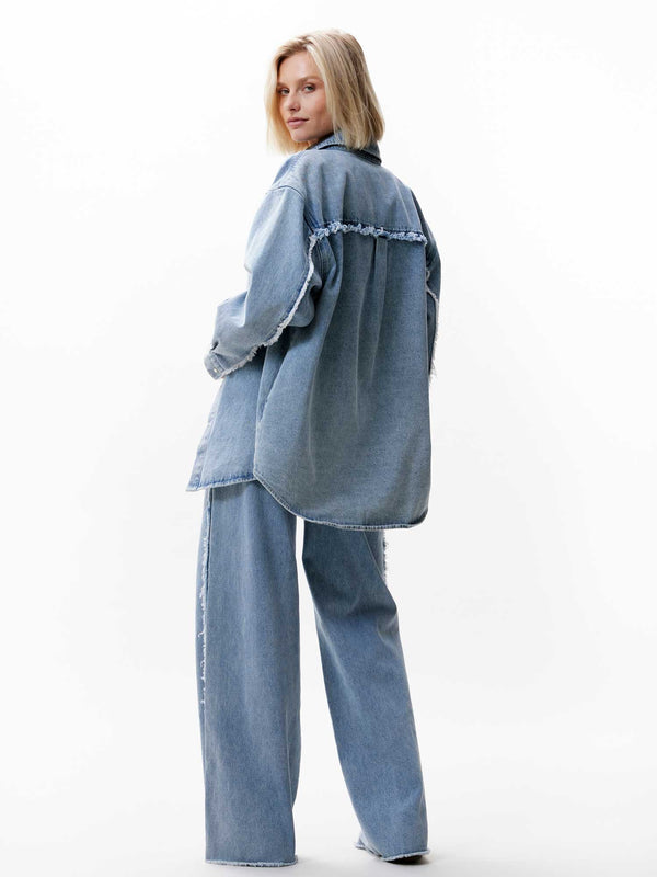 Catwalk Junkie Denim Jacket Met Gerafelde Details