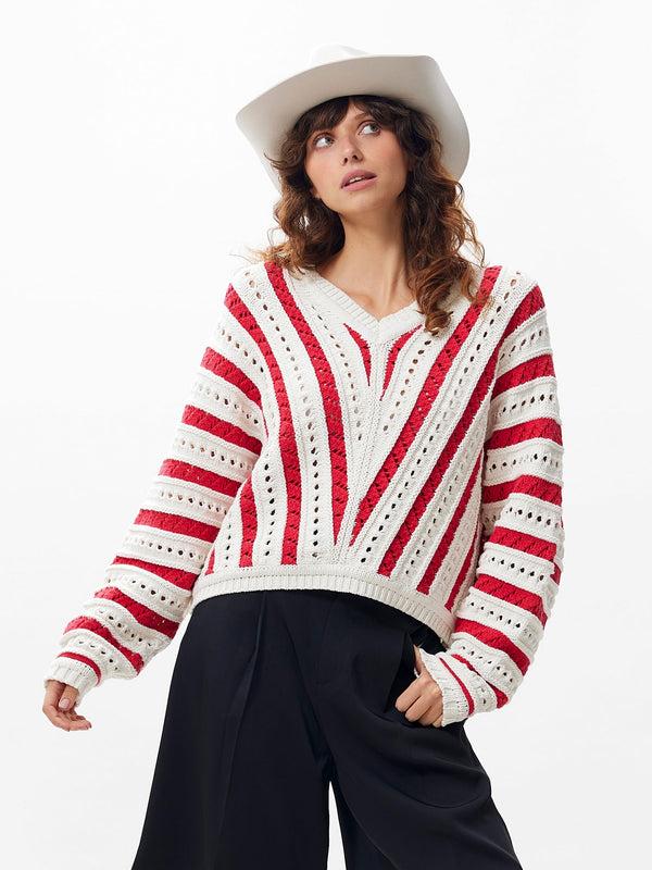 Catwalk Junkie Gebreide Trui In Een Ajour Streep