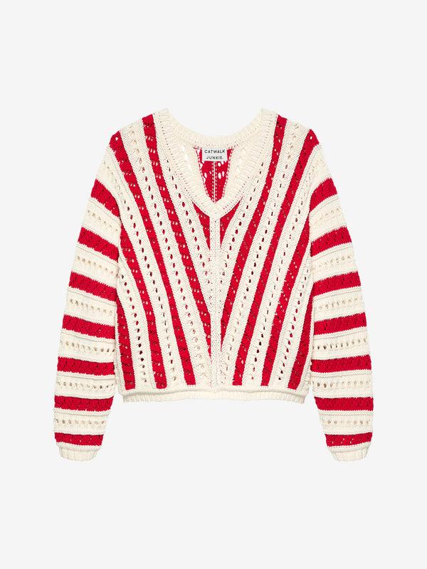 Catwalk Junkie Gebreide Trui In Een Ajour Streep