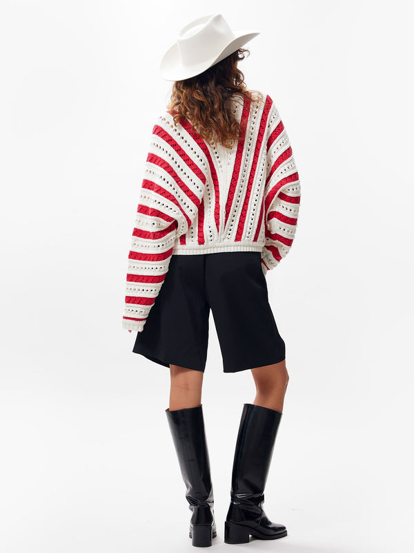 Catwalk Junkie Gebreide Trui In Een Ajour Streep