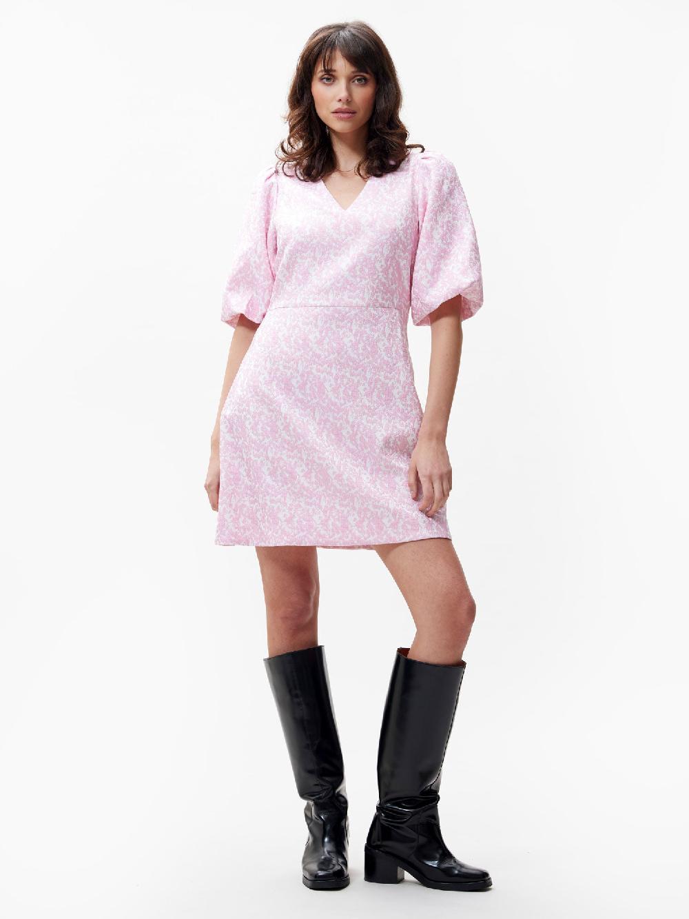 catwalk junkie Jacquard jurk met pofmouwen