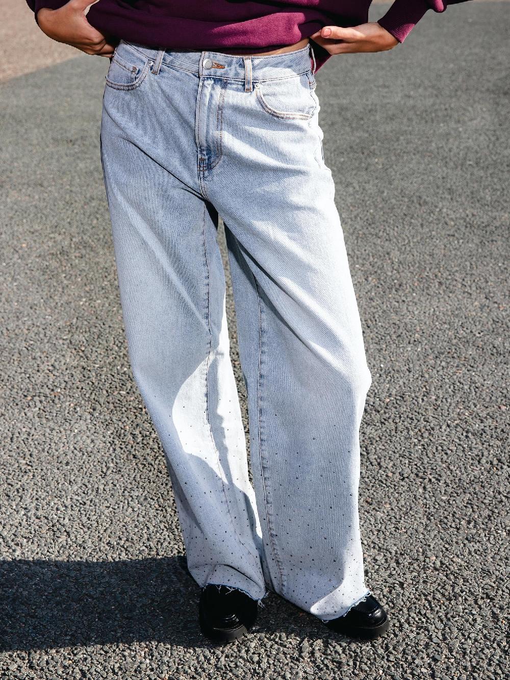 catwalk junkie Loose fit jeans met metallic strass