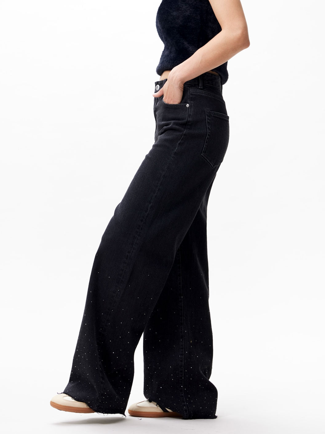 catwalk junkie Loose fit jeans met metallic strass