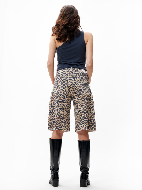 Catwalk Junkie Loose Fit Jorts Met Leopard Dessin