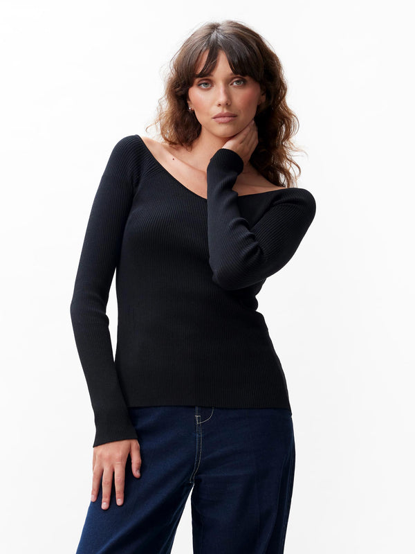 Catwalk Junkie Rib Gebreide Top Met V Hals