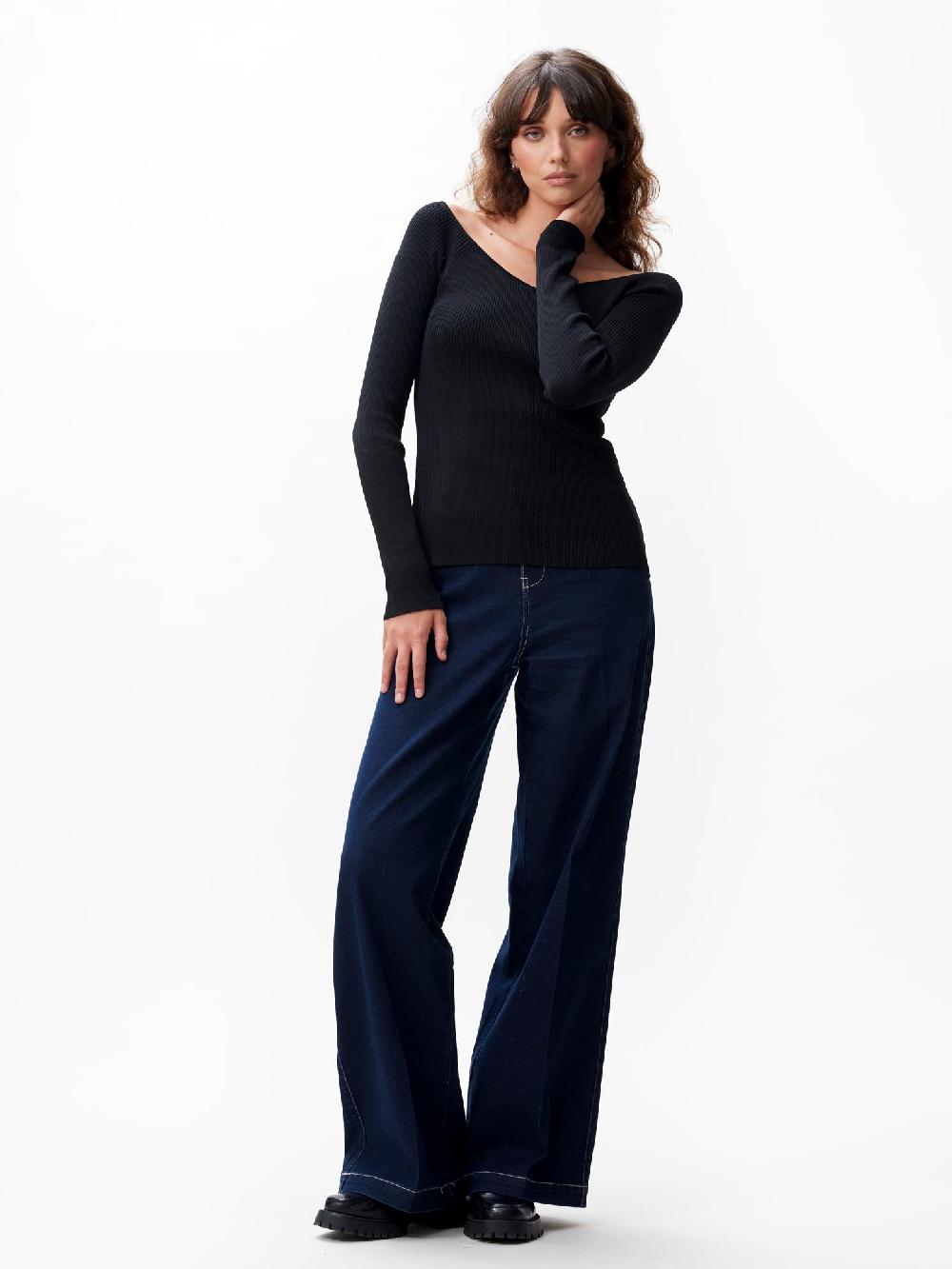 catwalk junkie Rib gebreide top met v hals