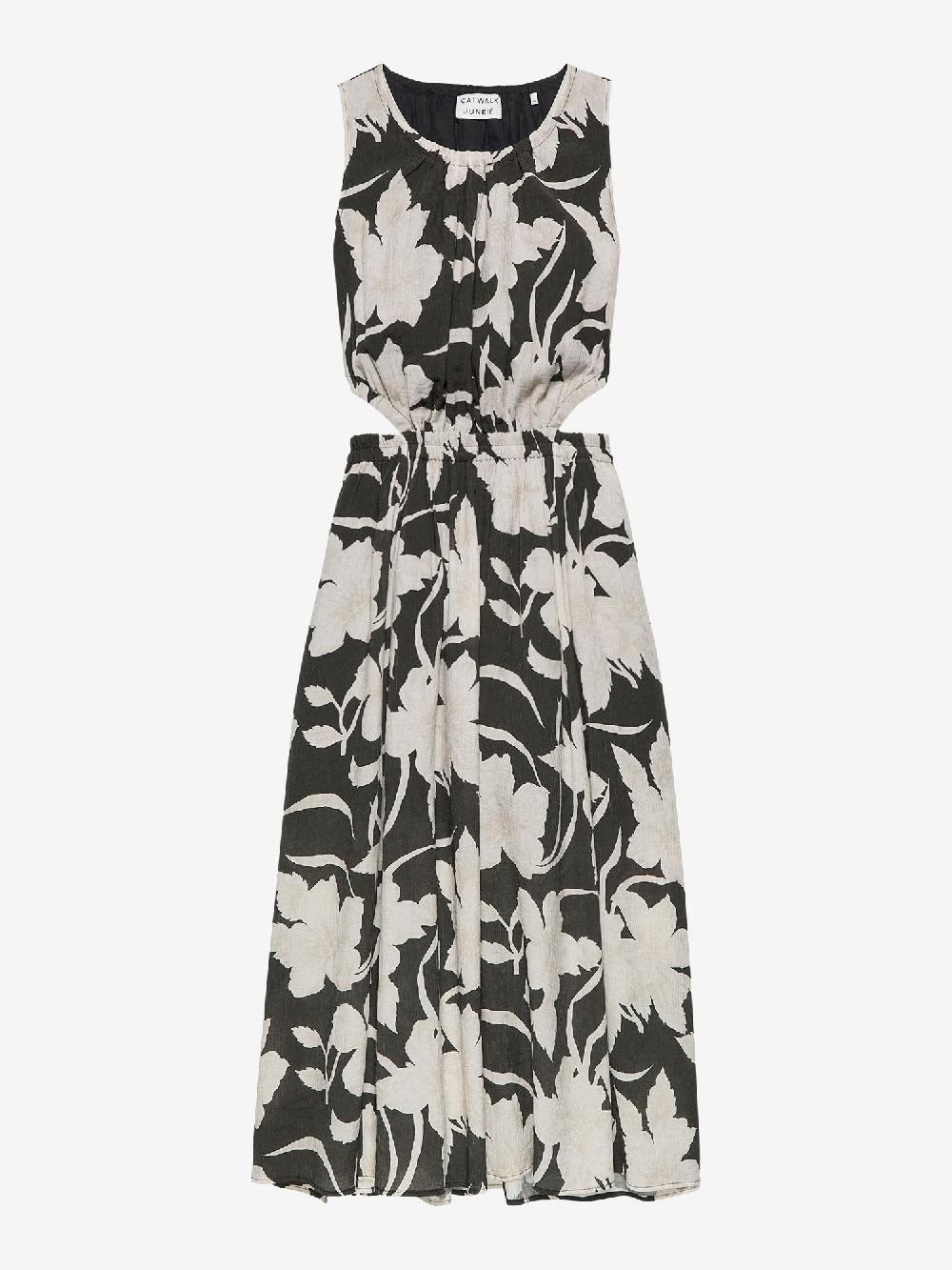 catwalk junkie Jurk met hibiscus dessin en rug detail