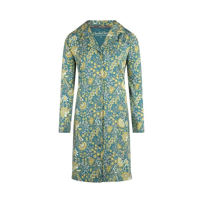 charlie choe Charlie Choe Dames Nachthemd Aqua Blauw Bloem