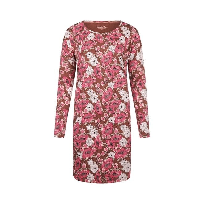 charlie choe Charlie Choe Dames Nachthemd Bigshirt Bruin Klaproos