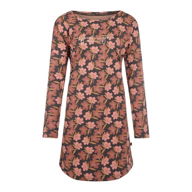 charlie choe Charlie Choe Dames Nachthemd Bigshirt Donkergrijs Bloemen
